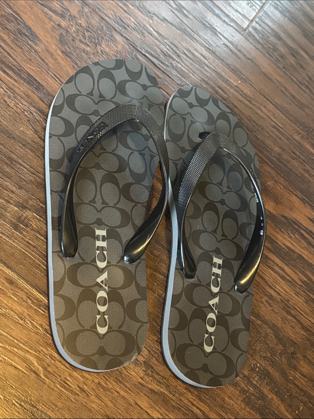 Coach Brown and Black Logo Flip Flop Sandals - Picture 4 of 12